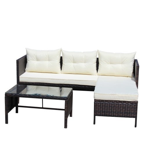 Outdoor Patio Furniture Sets 3 Piece Conversation Set Wicker Ratten Sectional Sofa With Seat Cushions