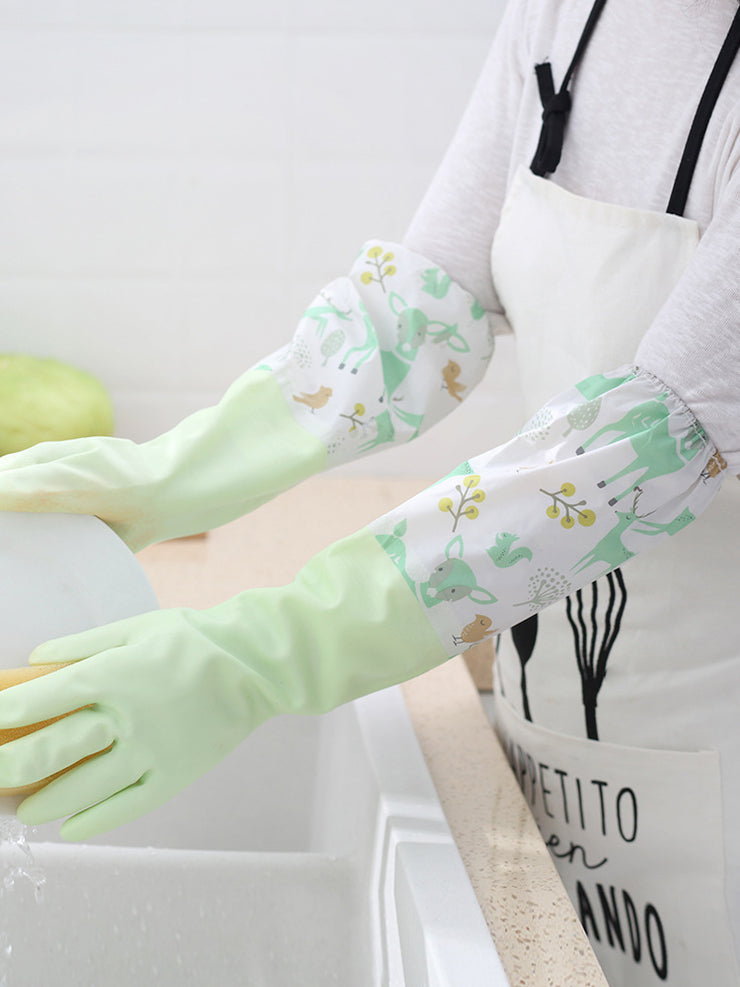 Cleaning Rubber Single Layer Thin Extended Waterproof Gloves