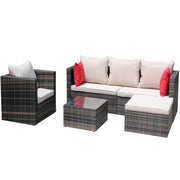 Rattan Patio Furniture Set Wicker Sofa Cushioned Sectional Furniture Set Garden Patio Sofa Set 4 Pieces, Brown