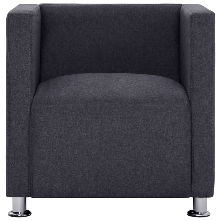 Modern Cube Armchair Dark Gray Fabric for Home Living Room Furniture Supplies